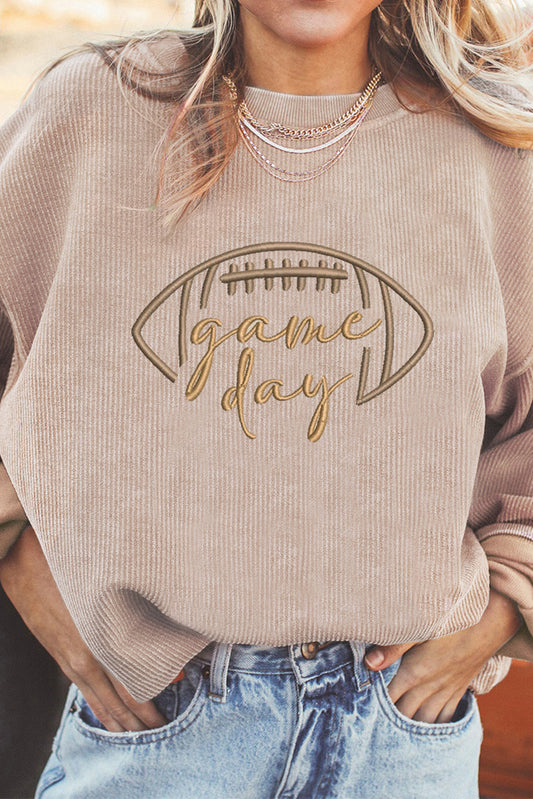 Rugby Game Day Embroidered Corduroy Sweatshirt