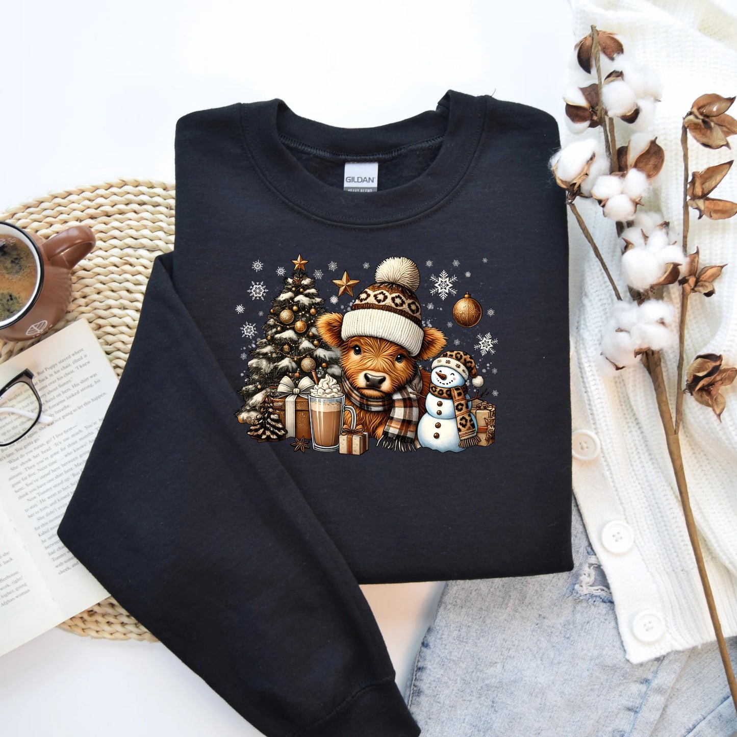 Winter Holiday Highland Cow