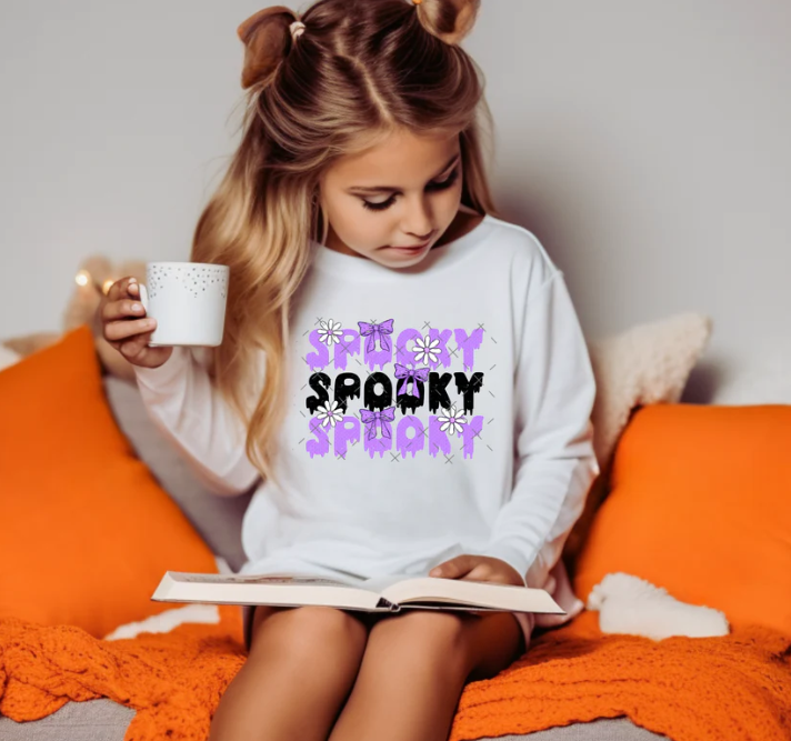 Spooky Purple with Flowers Long Sleeve *Youth*
