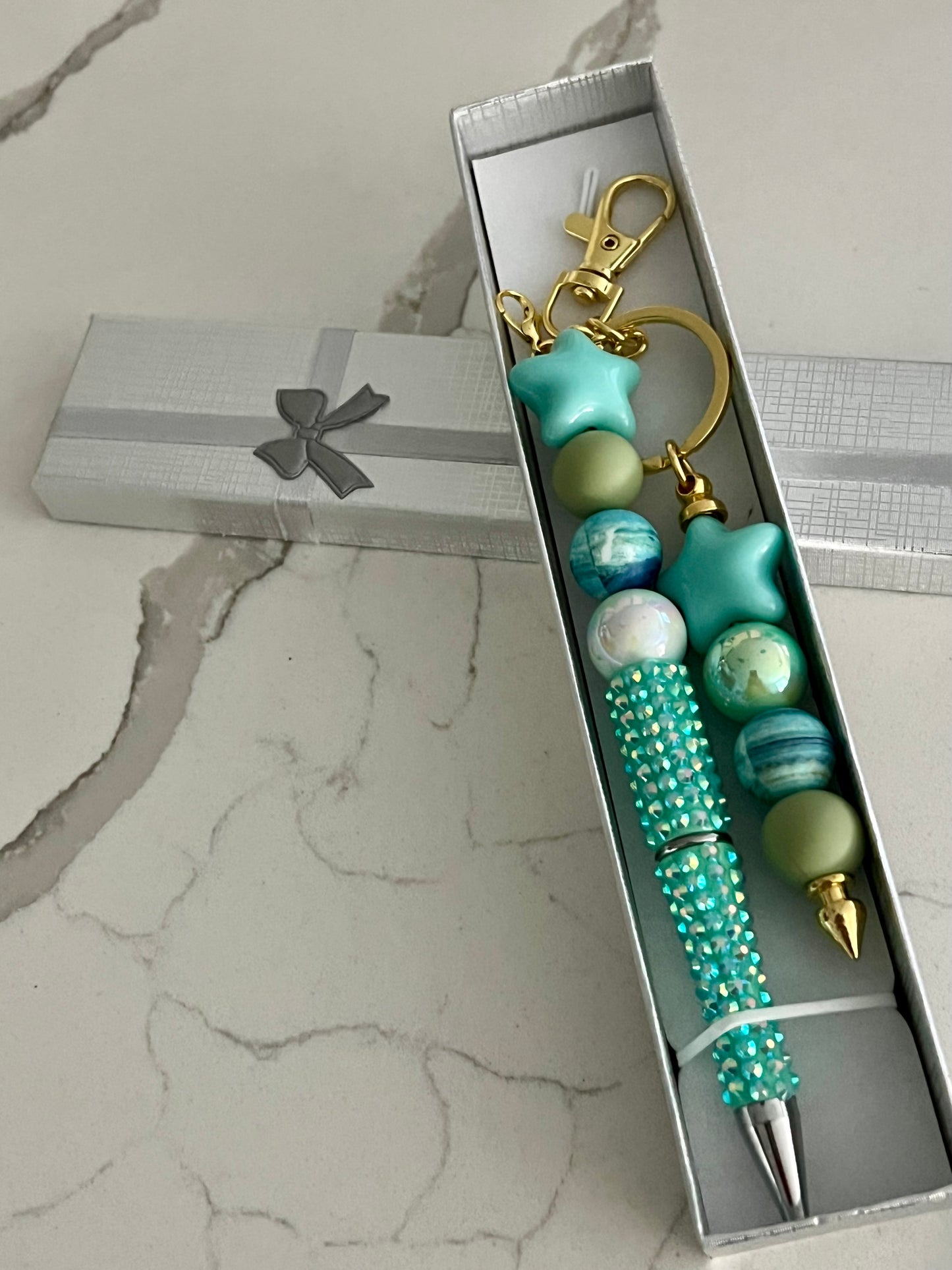 Teal Pen & Keychain Set