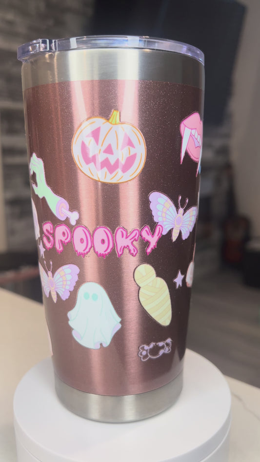 Halloween Pink Glitter Tumbler