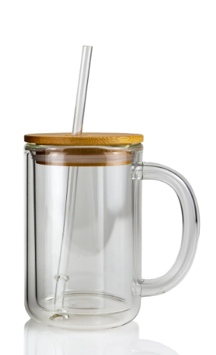 15oz SUBLIMATABLE GLITTER GLOBE GLASS COFFEE MUG