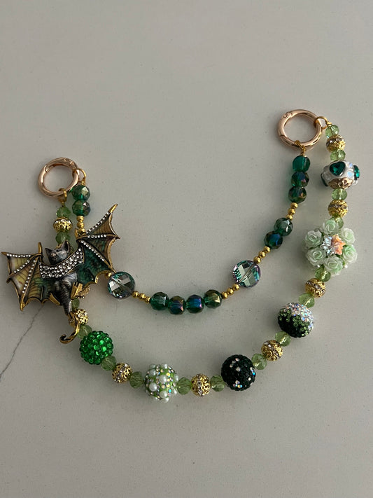 Green Bat Bag Charm