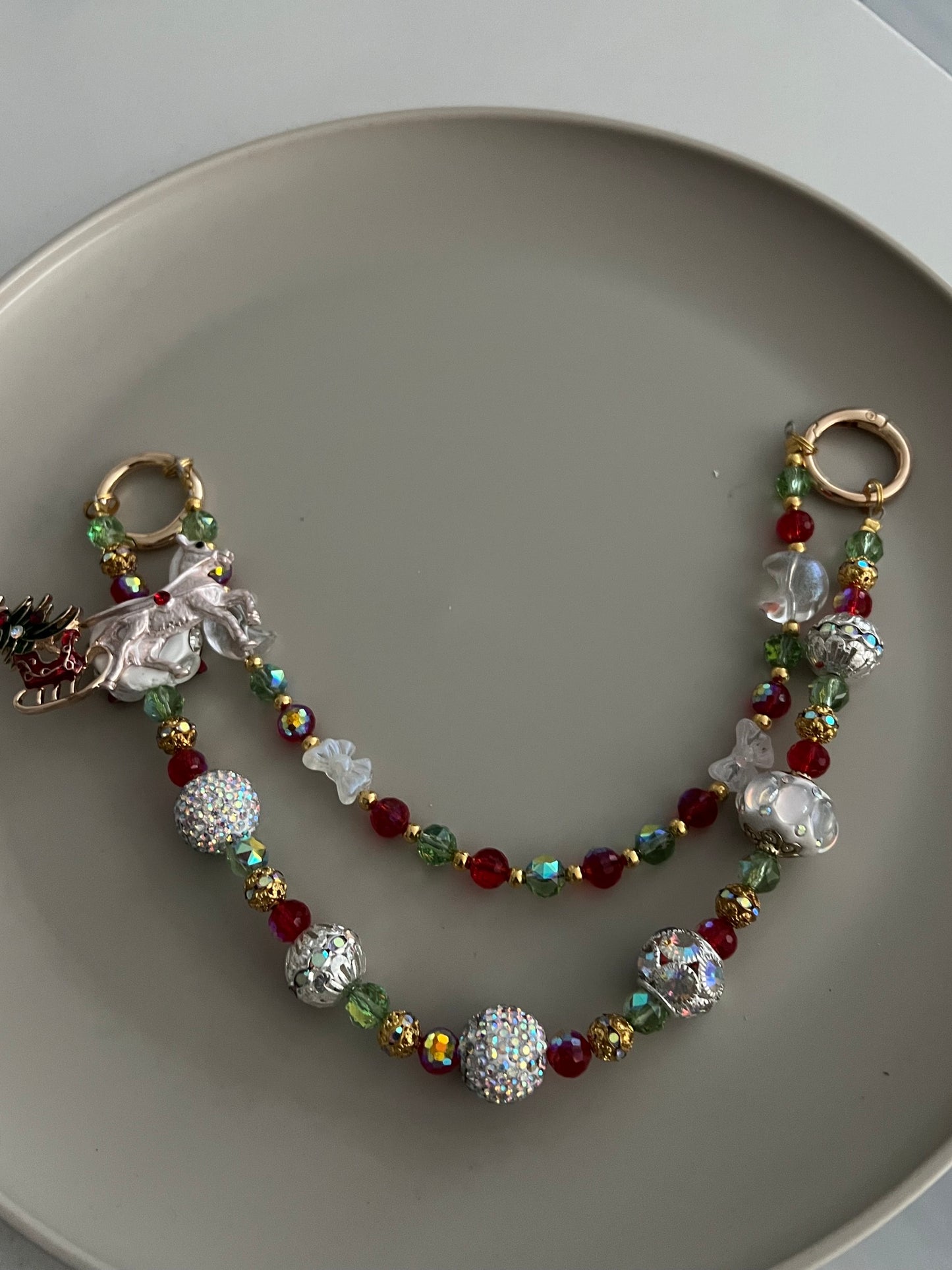 Christmas White Horse Purse Charm