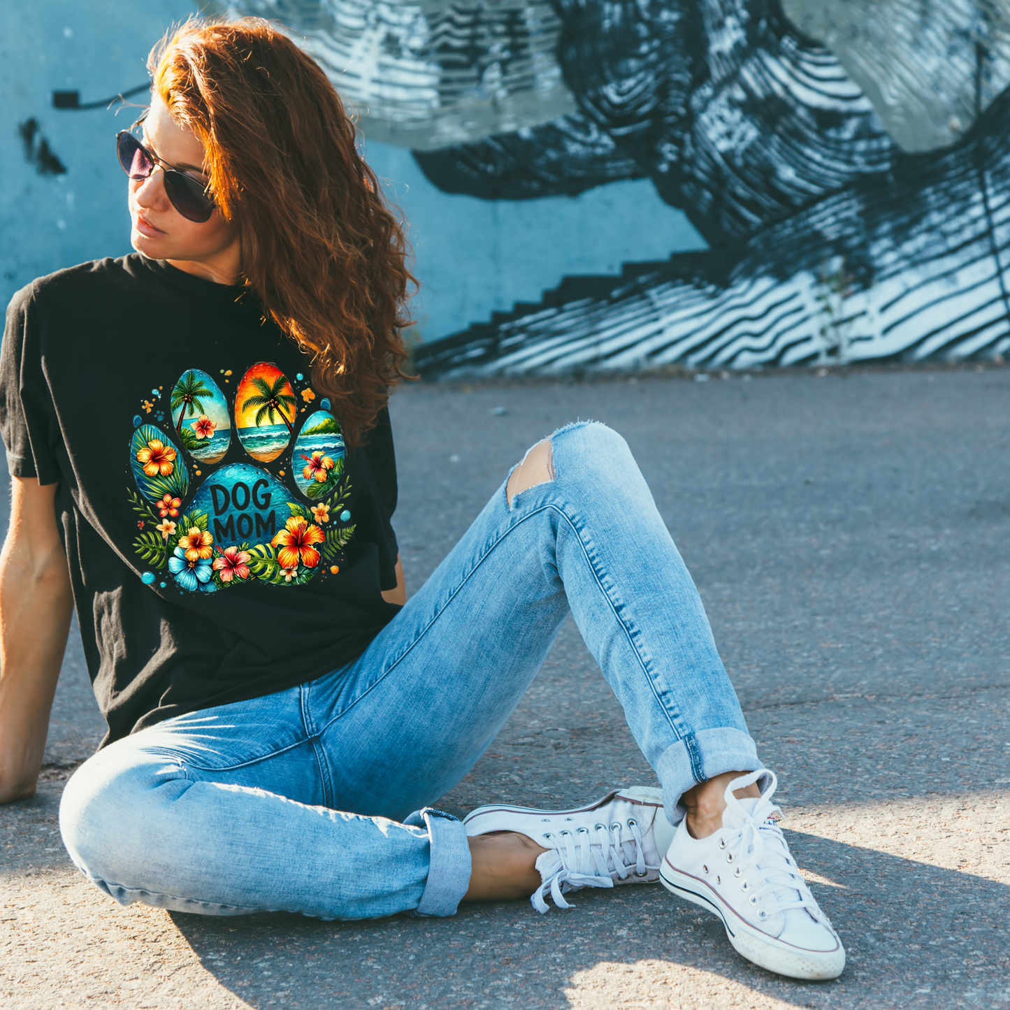 Dog Mom Paw Print Summer Theme