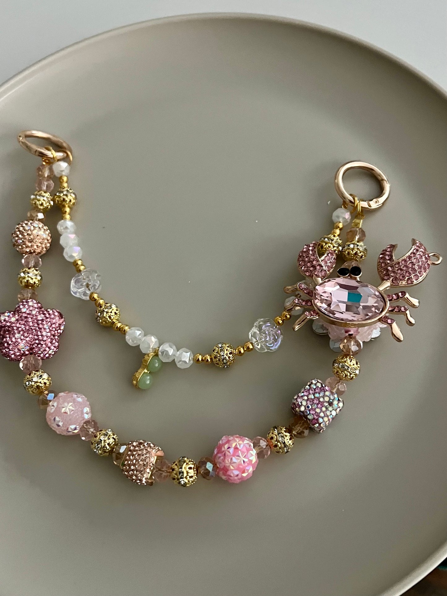 Pink Crab Purse Charm