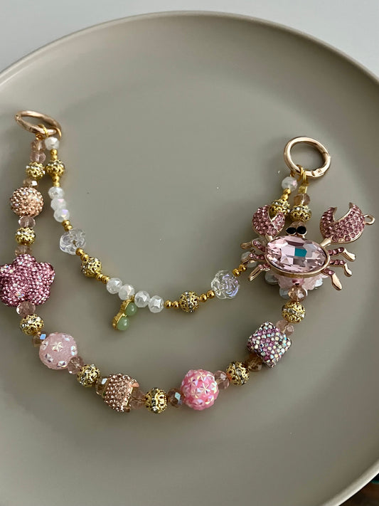 Pink Crab Purse Charm