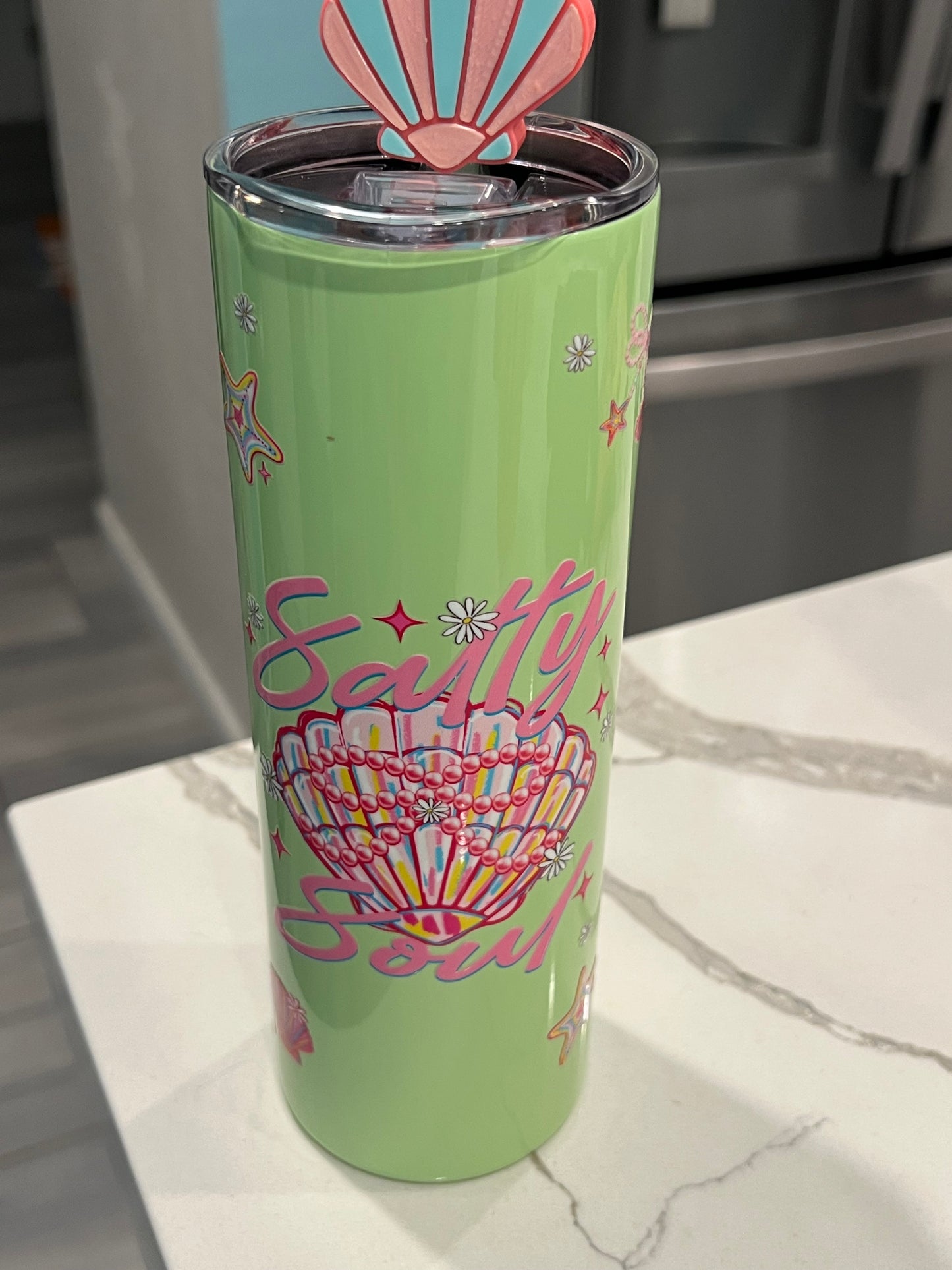 Salty Soul Green 20oz Tumbler w/Straw Topper