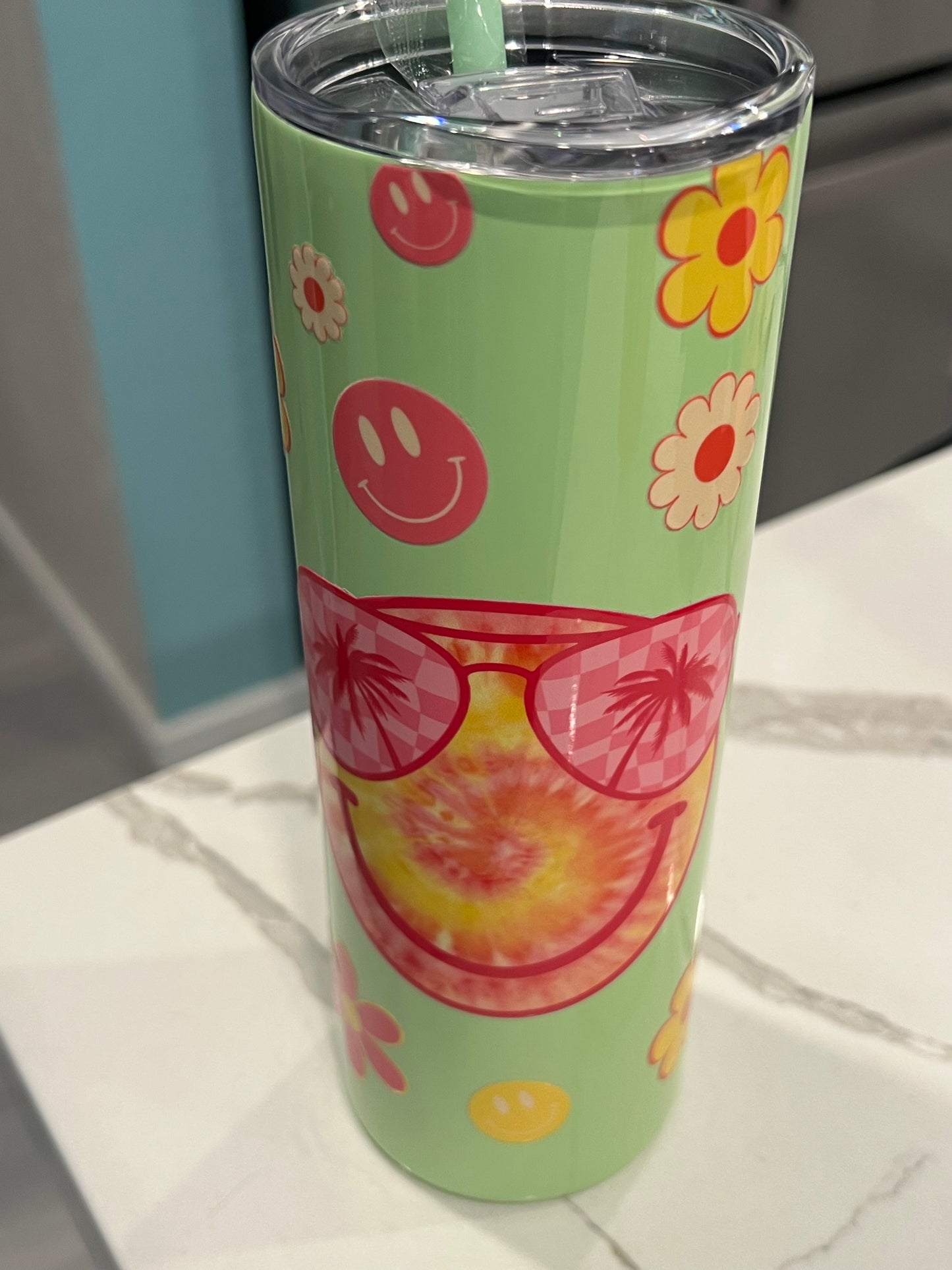 Smiley Face Green 20oz Tumbler