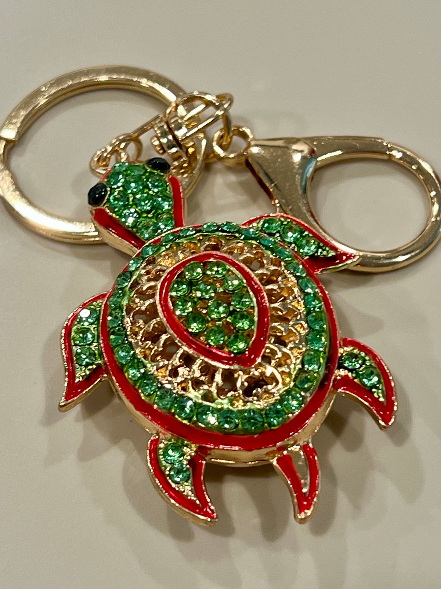 Turtle Keychain Green & Red