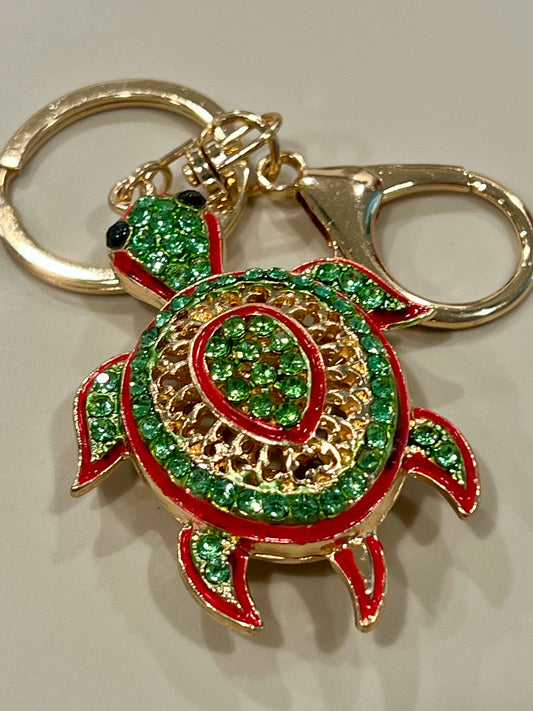 Turtle Keychain Green & Red
