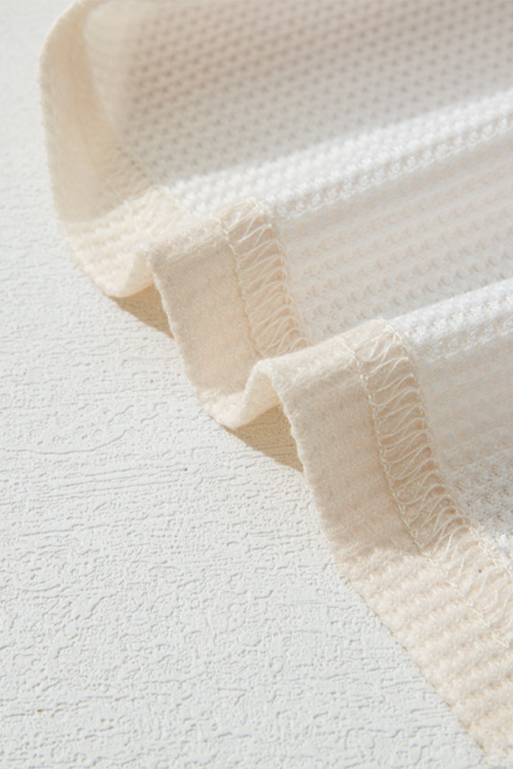 Floral Patched Waffle Textured Colorblock V Neck Casual Hooded Top