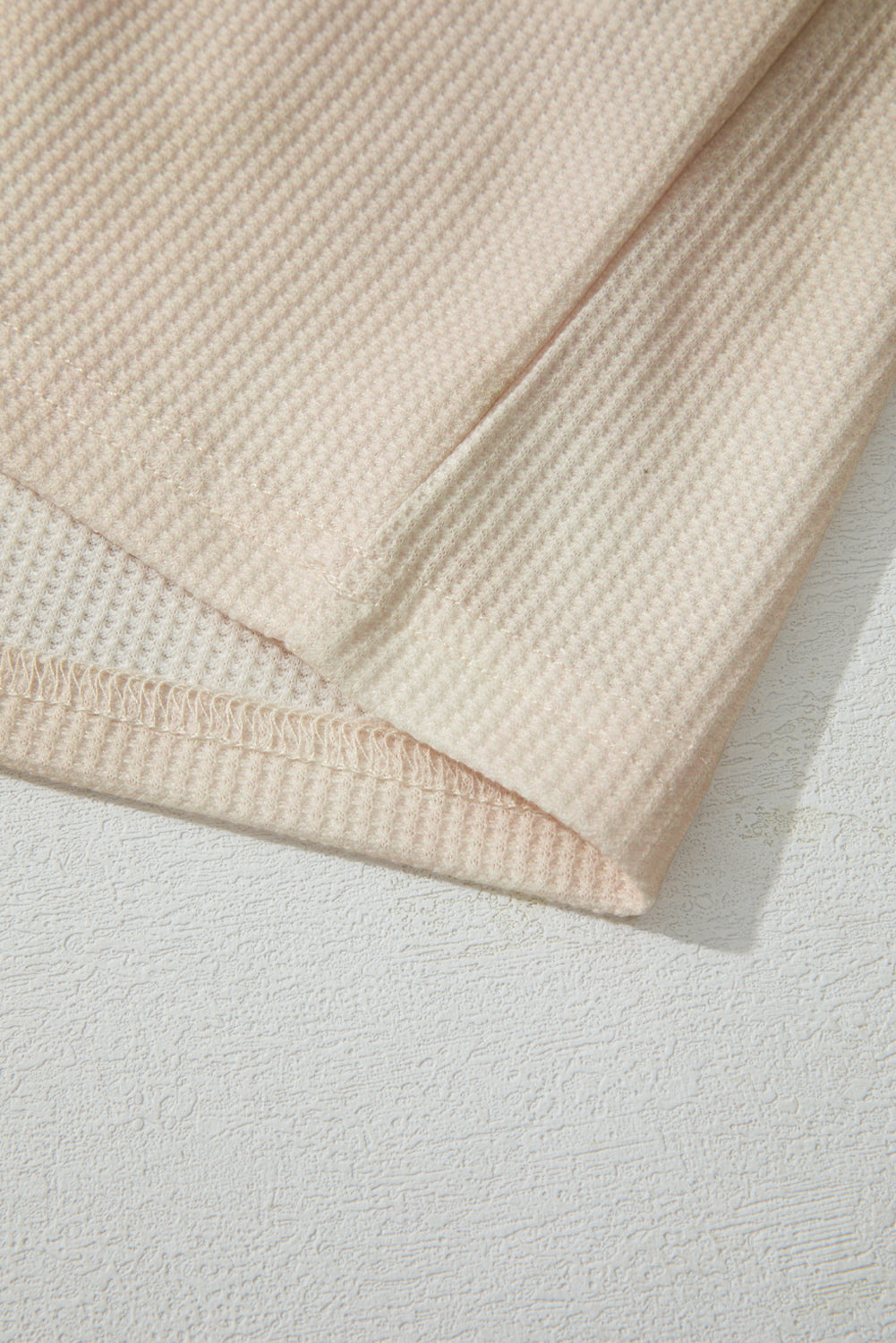 Floral Patched Waffle Textured Colorblock V Neck Casual Hooded Top