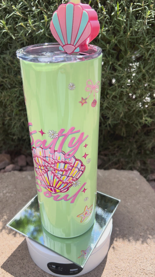 Salty Soul Green 20oz Tumbler w/Straw Topper